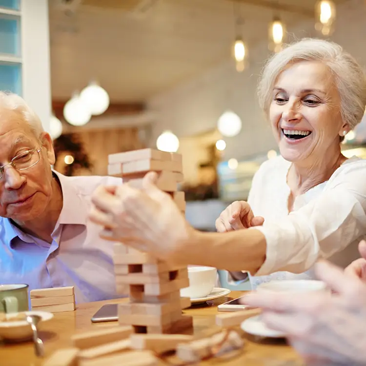 Older adult enjoying music