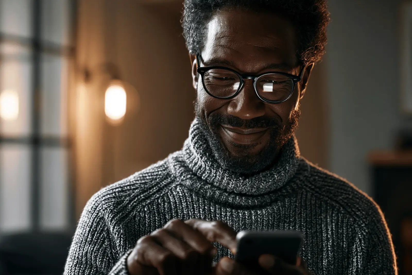 An older adult connecting with family by phone